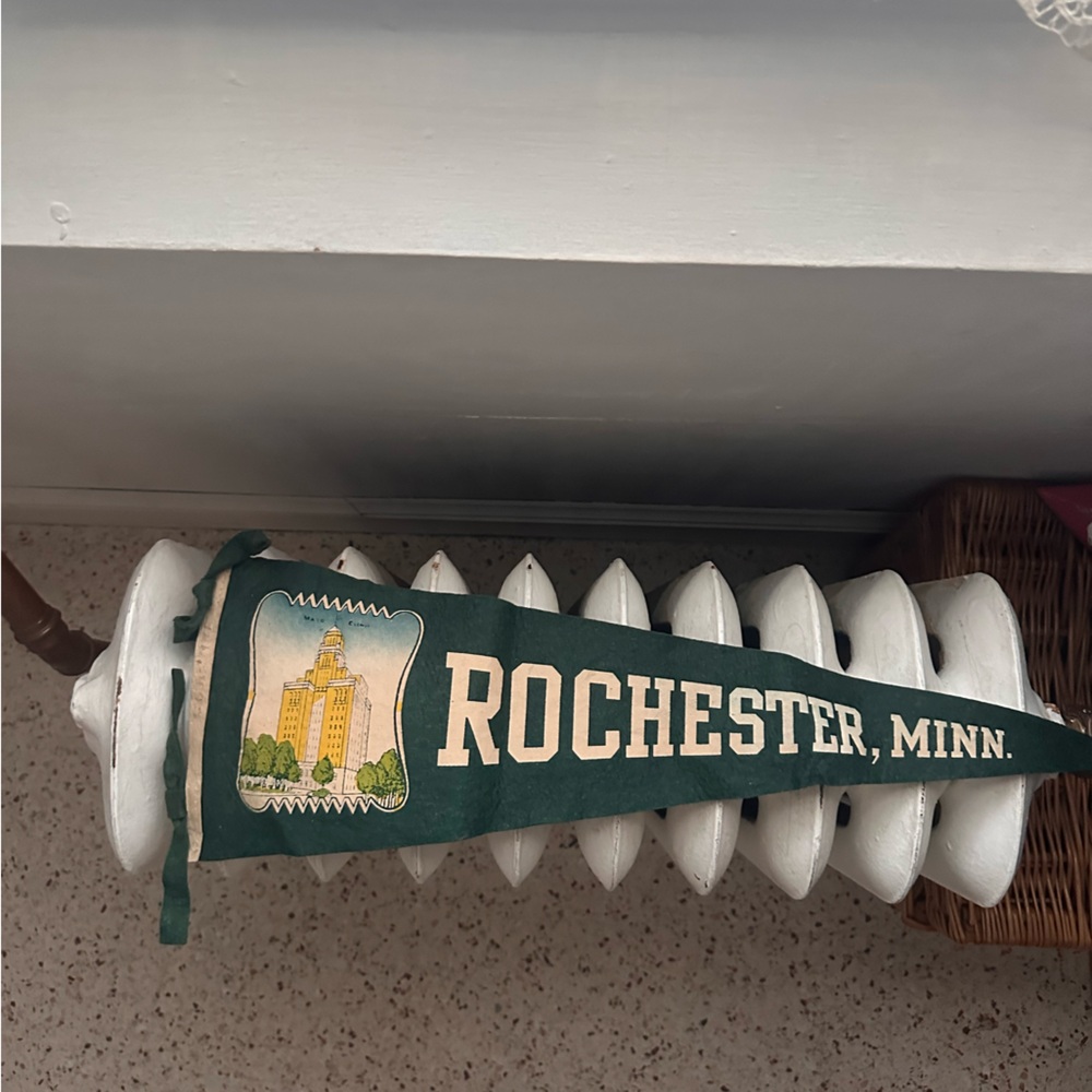 Vintage Rochester Minn Green Pennant